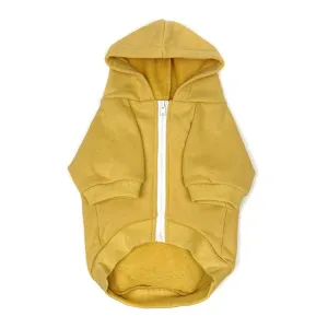 Zip Up Dog Hoodie  - Mustard Yellow: M